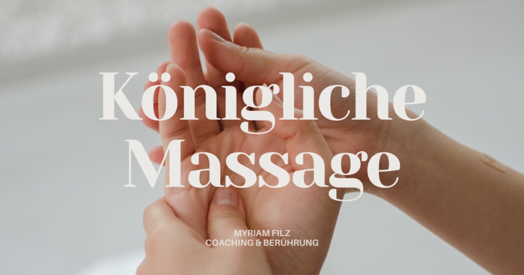 Königliche Massage in Hamburg. Sie verbindet Kopf-, Hand- und Fußmassage – sanft, achtsam, nährend.
Klicke auf das Bild für weitere Infos und Buchung. 